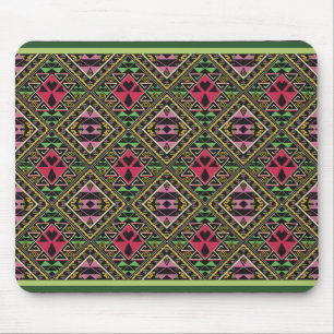 Tapis De Souris Vibrant rose et vert tissu Abstrait Art