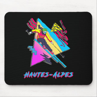Tapis De Souris Vibrant Skiing Adventure In Hautes-alpes Retro Ski
