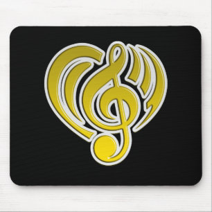 Tapis De Souris Vibrations Amour Musical Cœur Jaune Note De Musiqu