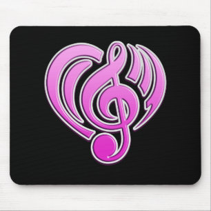 Tapis De Souris Vibrations Amour Musical Cœur Rose Note De Musique