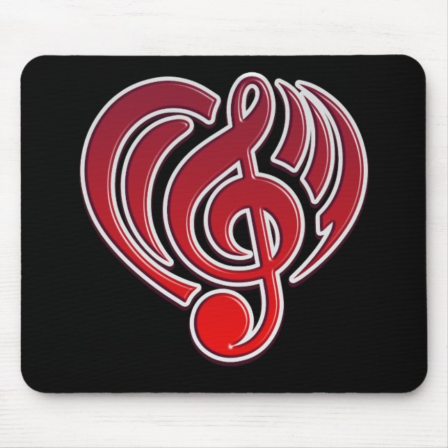 Tapis De Souris Vibrations Amour musical Coeur rouge Musique Note  (Devant)