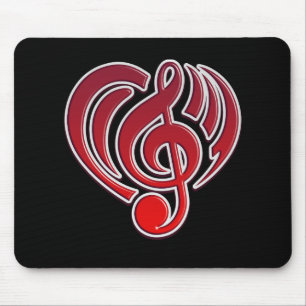 Tapis De Souris Vibrations Amour Musical Cœur Rouge Note De Musiqu