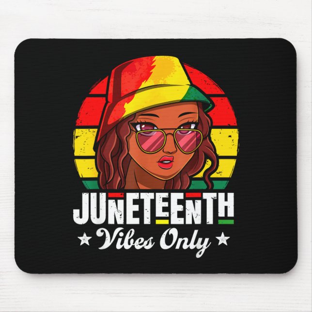 Tapis De Souris Vibrations Juneteenth uniquement femmes afro-améri (Devant)