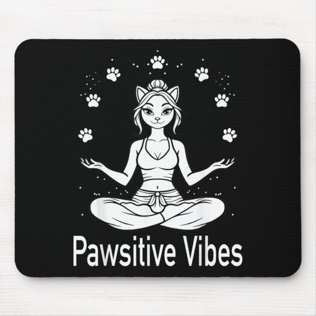 Tapis De Souris Vibrations Pawsitives Chat Drôle de Chat Méditatio (Devant)