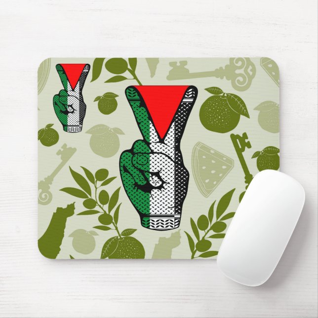 Tapis De Souris Victory Sign Hand Resistance Red Triangle Symbol (Avec souris)