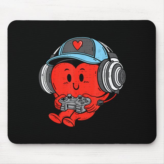 Tapis De Souris Video Game Gamer Heart Valentines Day Gaming Boys  (Devant)