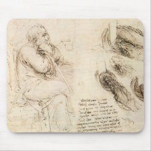 Tapis De Souris Vieil Homme et Esquisse d'eau de Léonard de Vinci