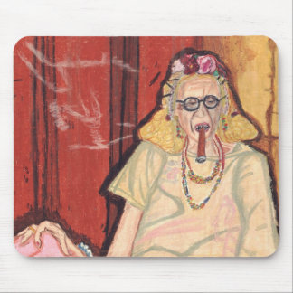 Tapis De Souris vieille dame et cigare