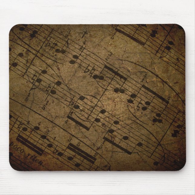 Tapis De Souris Vieille illustration musicale de feuille, notes (Devant)