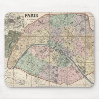 Tapis De Souris Vieille Ville Vintage Carte de Paris, France Europ