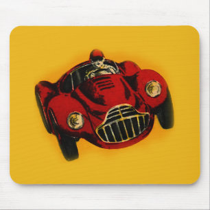 Tapis De Souris Vieille voiture de course automatique jaune rouge