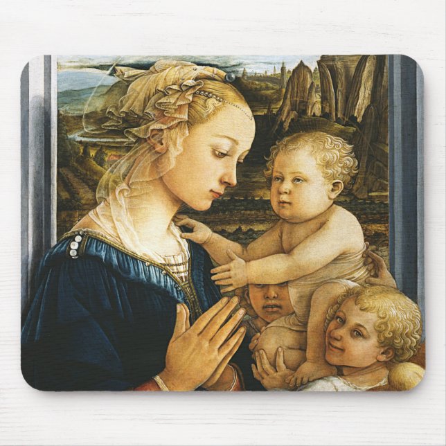 Tapis De Souris Vierge avec enfant et deux anges, Filippo Lippi (Devant)