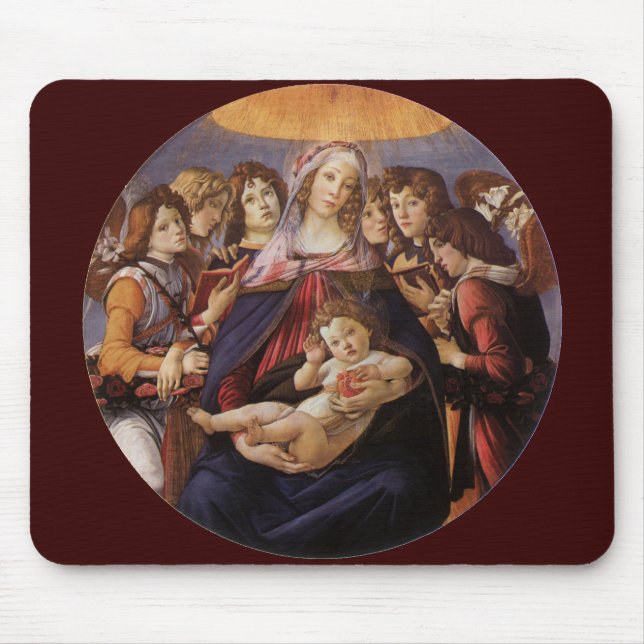 Tapis De Souris Vierge et enfant aux anges par Sandro Botticelli (Devant)