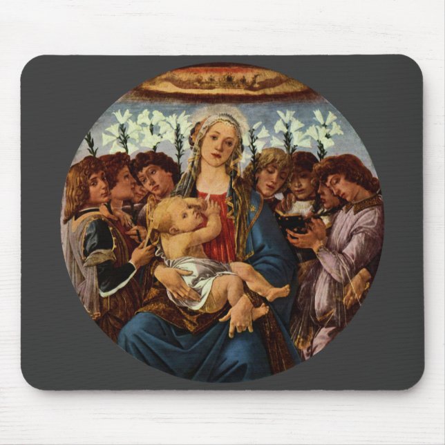 Tapis De Souris Vierge et enfant avec huit anges par Botticelli (Devant)