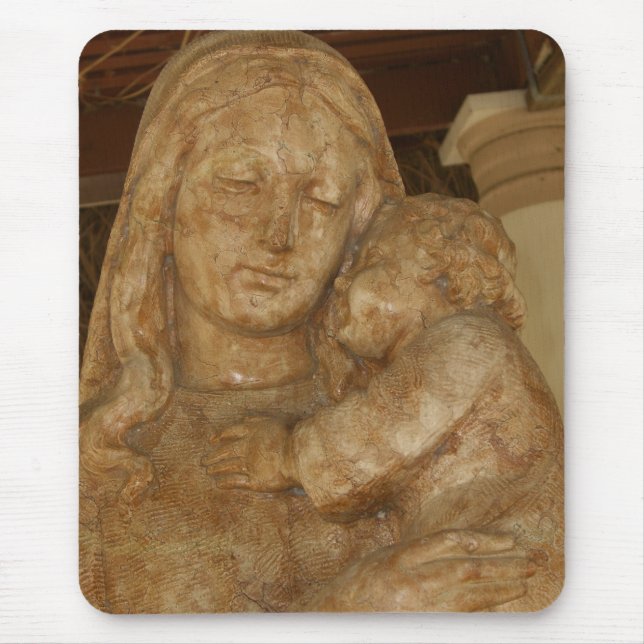 Tapis De Souris Vierge Marie & Bébé Jésus Statue (Devant)