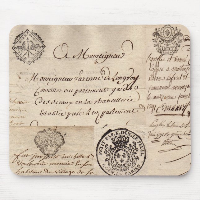 Tapis De Souris Vieux collage français Mousepad de document (Devant)