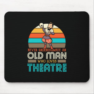 Tapis De Souris Vieux Homme qui aime le théâtre