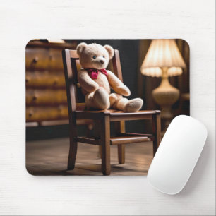 Tapis De Souris Vieux Ours En Teddy Sur Une Chaise