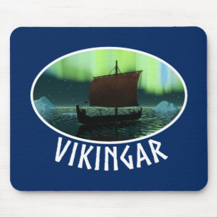Tapis De Souris Viking Navire Et Lumières Du Nord
