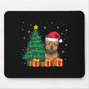 Tapis De Souris Vilain Cairer Terrier Santa Hat Feux de Noël Chien