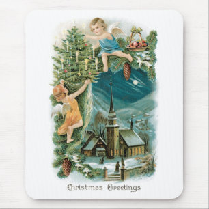 Tapis De Souris Village de Noël avec Anges