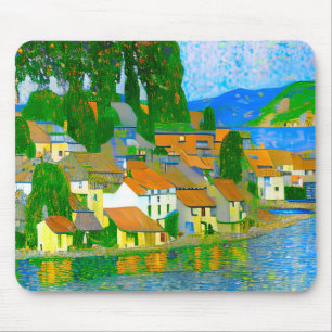 Tapis De Souris Village méditerranéen impressionniste au bord de l