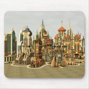 Tapis De Souris Ville de fantasy futuriste Art de paysage urbain S