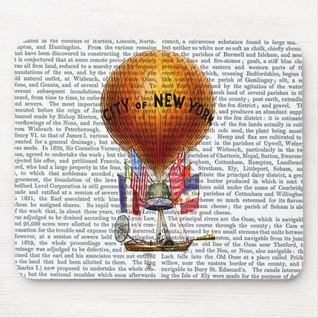 Tapis De Souris Ville de New York Hot Air Balloon (Devant)