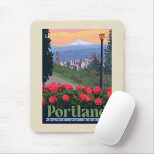 Tapis De Souris Ville de Rose Portland, Oregon