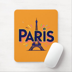 Tapis De Souris Ville des Lumières : Art typographique gras de Par