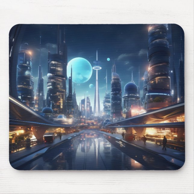 Tapis De Souris Ville futuriste de nuit (Devant)