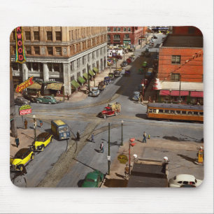 Tapis De Souris Ville - Iowa - Des Moines - Walnut & Fourth 1940