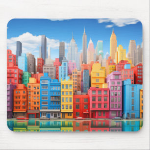 Tapis De Souris Ville Paysage Concept Paysage Coloré Abstrait