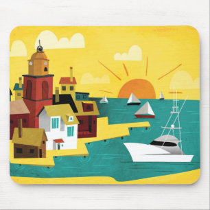 Tapis De Souris Ville portuaire abstraite