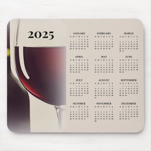 Tapis De Souris Vin Design 2025 Calendrier Mousepad (Devant)