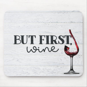 Tapis De Souris Vin Rouge Poulé Sur Bois