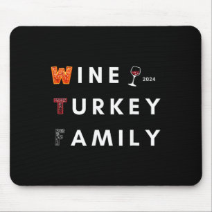 Tapis De Souris Vin Turquie Famille Thanksgiving Dîner Automne Aut
