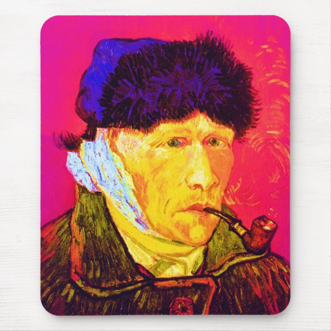 Tapis De Souris Vincent Van Gogh - Autoportrait Bandage Pop Art (Devant)