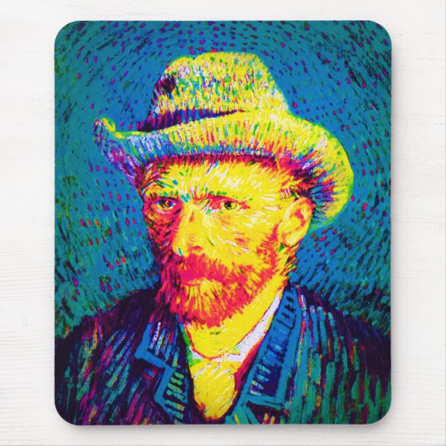 Tapis De Souris Vincent Van Gogh - Autoportrait Pop Art Avec Casqu (Devant)