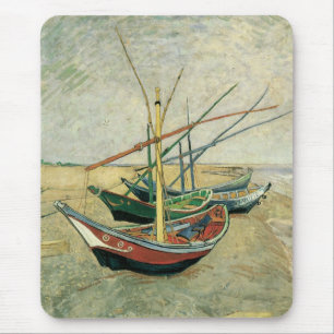 Tapis De Souris Vincent van Gogh - Bateaux de pêche sur la plage