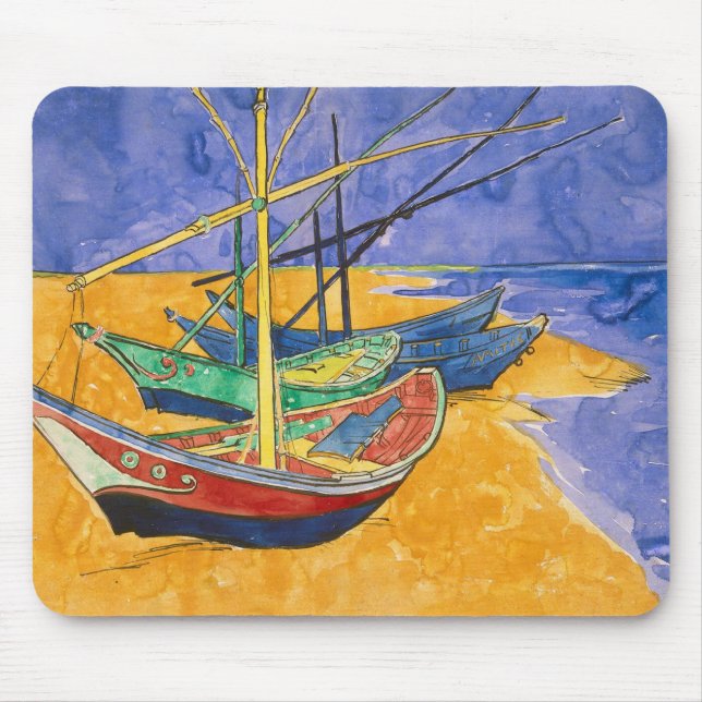 Tapis De Souris Vincent van Gogh | Bateaux de pêche sur la plage (Devant)