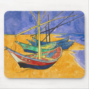 Tapis De Souris Vincent van Gogh - Bateaux de pêche sur la plage