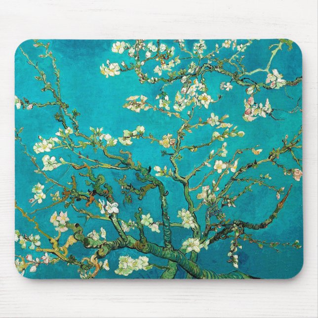Tapis De Souris Vincent Van Gogh Blossoming Almond Tree Floral Art (Devant)