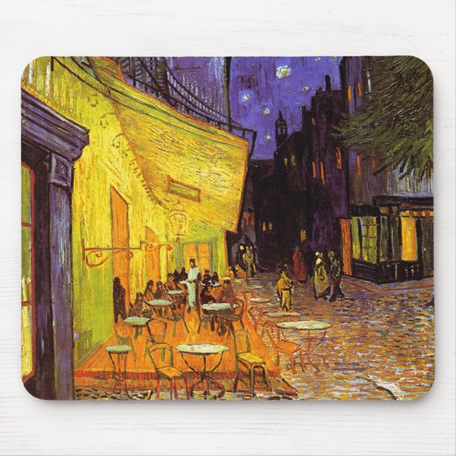 Tapis De Souris Vincent Van Gogh Café Terrasse Au Night Fine Art (Devant)