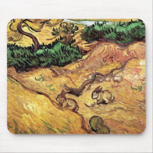Tapis De Souris Vincent Van Gogh - Champ Avec Deux Lapins Art Fine