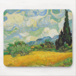 Tapis De Souris Vincent van Gogh - champ de blé avec des cyprès