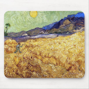 Tapis De Souris Vincent Van Gogh - Champ de blé avec moissonneur e
