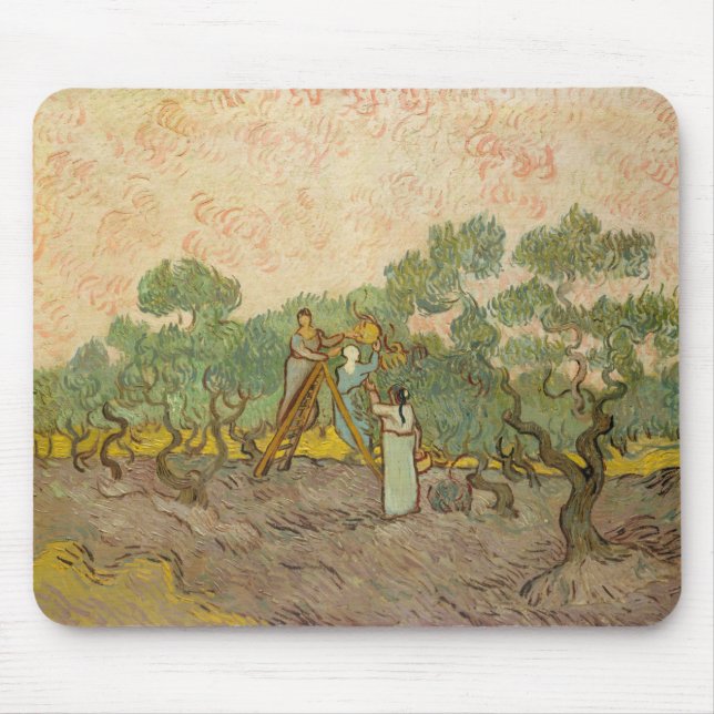 Tapis De Souris Vincent van Gogh - Femmes cueillette d'olives (Devant)