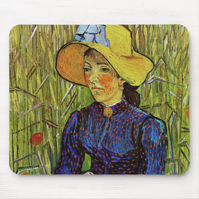 Tapis De Souris Vincent van Gogh - Fille paysanne en Casquette de  (Devant)