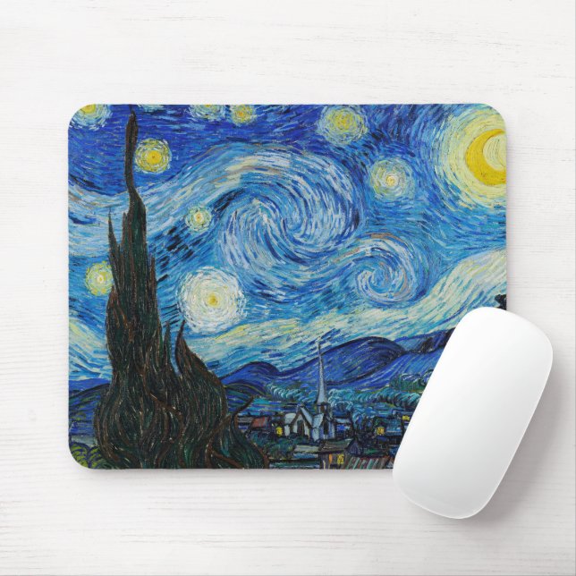 Tapis De Souris Vincent Van Gogh La Nuit étoilée (Avec souris)